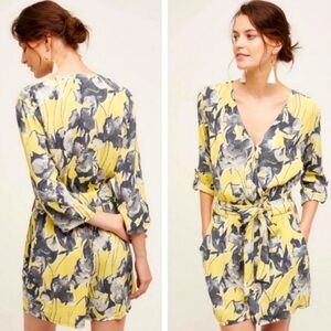 Anthro Elevenses Yellow Somerset Shorts Romper